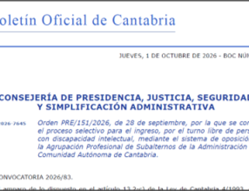 El Gobierno de Cantabria convoca 13 plazas de empleo público específicas para personas con discapacidad intelectual